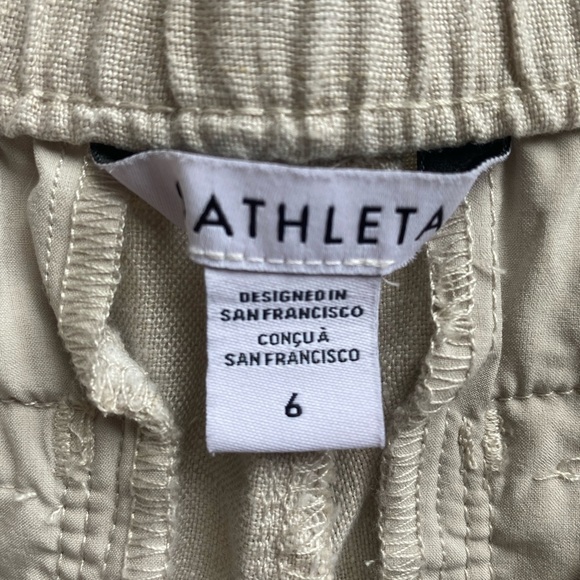 Athleta Voyager Women's 100% Linen Pant Beige Sz.6 Ankle Vacation - Picture 6 of 7